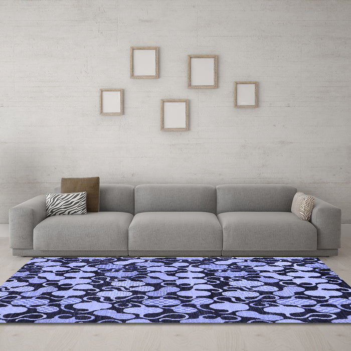 Machine Washable Abstract Blue Modern Rug in a Living Room, wshabs145blu