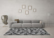 Machine Washable Abstract Gray Modern Rug in a Living Room,, wshabs145gry