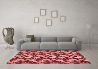 Machine Washable Abstract Red Modern Rug, wshabs145red