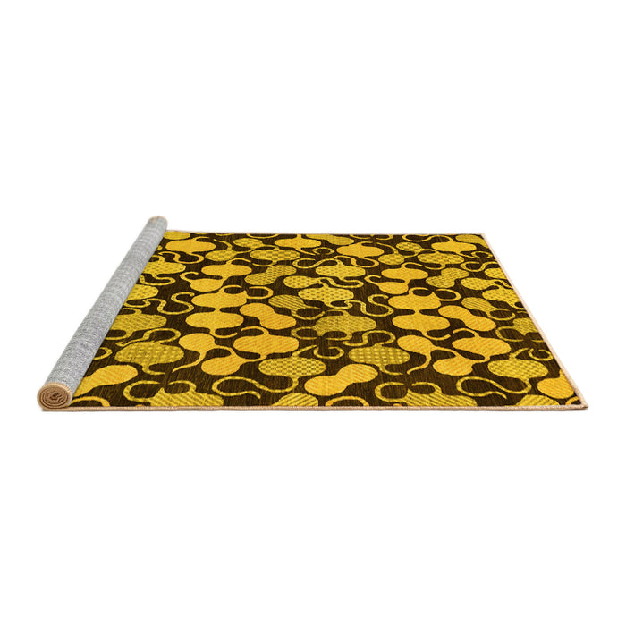 Sideview of Machine Washable Abstract Yellow Modern Rug, wshabs145yw