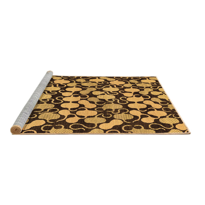 Sideview of Machine Washable Abstract Brown Modern Rug, wshabs145brn