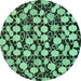 Round Abstract Turquoise Modern Rug, abs145turq