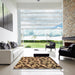 Square Abstract Bakers Brown Modern Rug in a Living Room, abs145