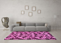 Machine Washable Abstract Pink Modern Rug, wshabs145pnk