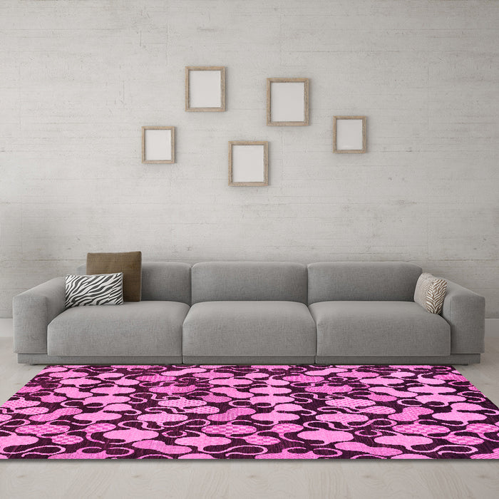 Machine Washable Abstract Pink Modern Rug in a Living Room, wshabs145pnk