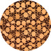 Round Machine Washable Abstract Orange Modern Area Rugs, wshabs145org