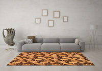 Machine Washable Abstract Orange Modern Rug, wshabs145org