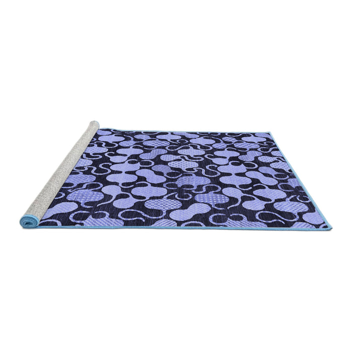 Sideview of Machine Washable Abstract Blue Modern Rug, wshabs145blu