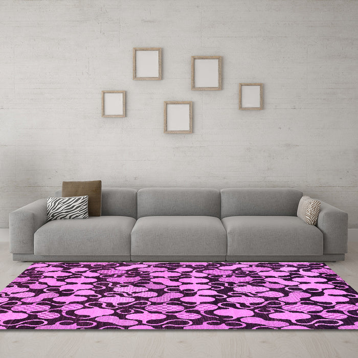 Machine Washable Abstract Purple Modern Area Rugs in a Living Room, wshabs145pur