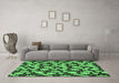 Machine Washable Abstract Emerald Green Modern Area Rugs in a Living Room,, wshabs145emgrn