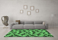 Machine Washable Abstract Emerald Green Modern Rug, wshabs145emgrn