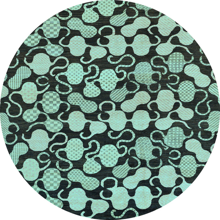 Round Machine Washable Abstract Light Blue Modern Rug, wshabs145lblu