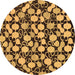 Round Machine Washable Abstract Brown Modern Rug, wshabs145brn