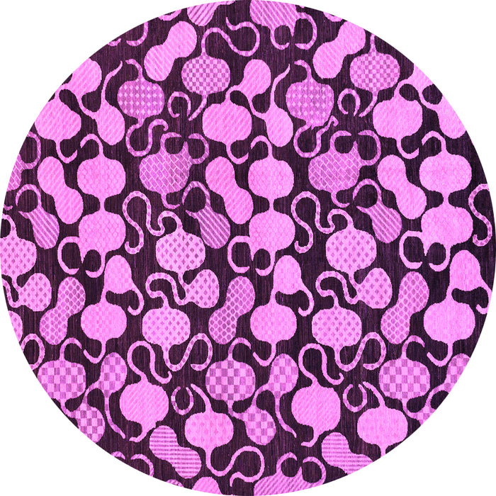 Round Machine Washable Abstract Purple Modern Area Rugs, wshabs145pur