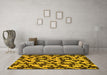 Machine Washable Abstract Yellow Modern Rug in a Living Room, wshabs145yw