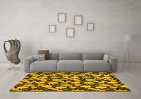 Machine Washable Abstract Yellow Modern Rug, wshabs145yw