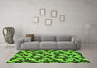 Machine Washable Abstract Green Modern Area Rugs in a Living Room,, wshabs145grn