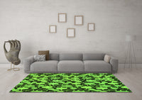 Machine Washable Abstract Green Modern Rug, wshabs145grn