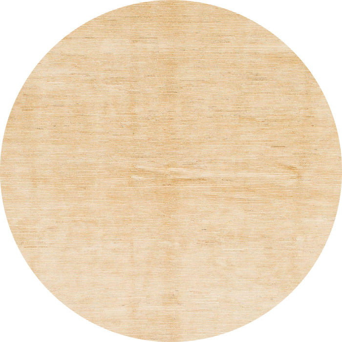 Round Abstract Sun Yellow Solid Rug, abs1460