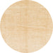 Round Abstract Sun Yellow Solid Rug, abs1460