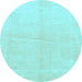 Round Machine Washable Solid Light Blue Modern Rug, wshabs1460lblu