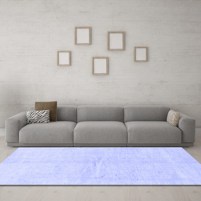 Machine Washable Solid Blue Modern Rug in a Living Room, wshabs1460blu