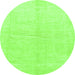 Round Machine Washable Solid Green Modern Area Rugs, wshabs1460grn