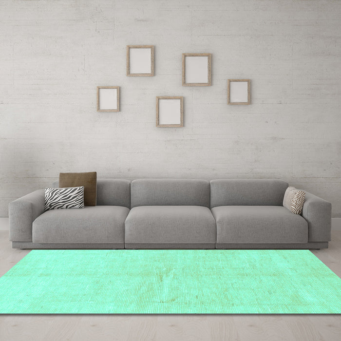 Machine Washable Solid Turquoise Modern Area Rugs in a Living Room,, wshabs1460turq