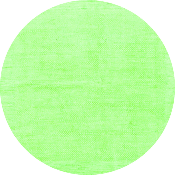 Round Machine Washable Solid Green Modern Area Rugs, wshabs1461grn