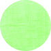 Round Machine Washable Solid Green Modern Area Rugs, wshabs1461grn