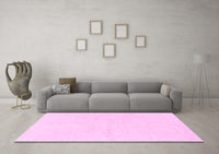 Machine Washable Solid Pink Modern Rug, wshabs1461pnk