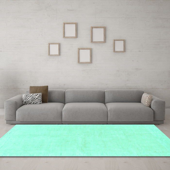 Machine Washable Solid Turquoise Modern Area Rugs in a Living Room,, wshabs1461turq