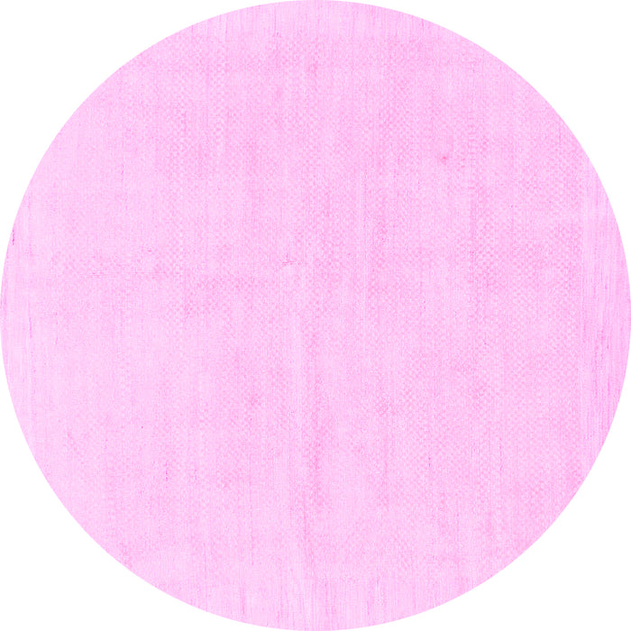 Round Machine Washable Solid Pink Modern Rug, wshabs1461pnk