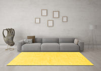 Machine Washable Solid Yellow Modern Rug, wshabs1461yw