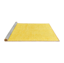 Sideview of Machine Washable Solid Yellow Modern Rug, wshabs1461yw