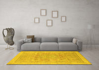 Machine Washable Abstract Yellow Modern Rug, wshabs1462yw