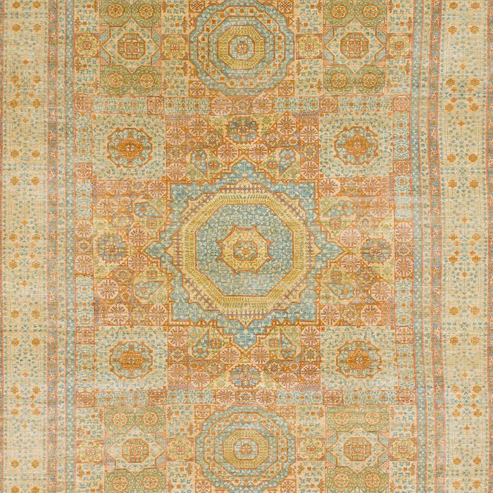 Machine Washable Abstract Gold Rug, wshabs1462