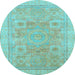 Round Abstract Light Blue Modern Rug, abs1462lblu