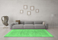 Machine Washable Abstract Emerald Green Modern Rug, wshabs1462emgrn