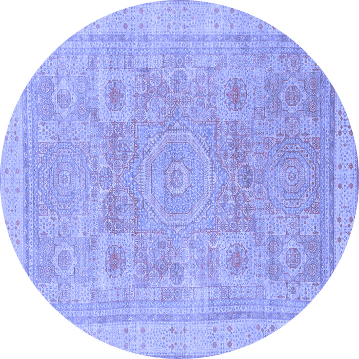 Round Abstract Blue Modern Rug, abs1462blu