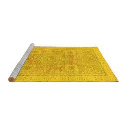 Sideview of Machine Washable Abstract Yellow Modern Rug, wshabs1462yw