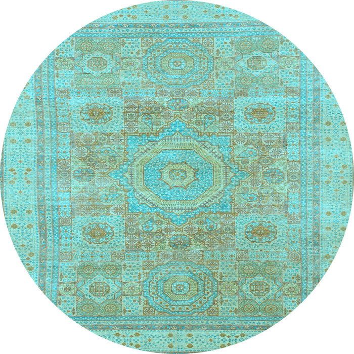 Round Machine Washable Abstract Light Blue Modern Rug, wshabs1462lblu