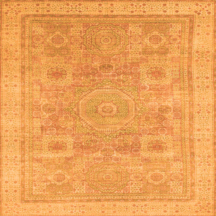 Square Machine Washable Abstract Orange Modern Area Rugs, wshabs1462org