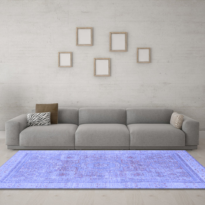 Machine Washable Abstract Blue Modern Rug in a Living Room, wshabs1462blu