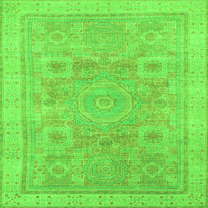 Square Abstract Green Modern Rug, abs1462grn
