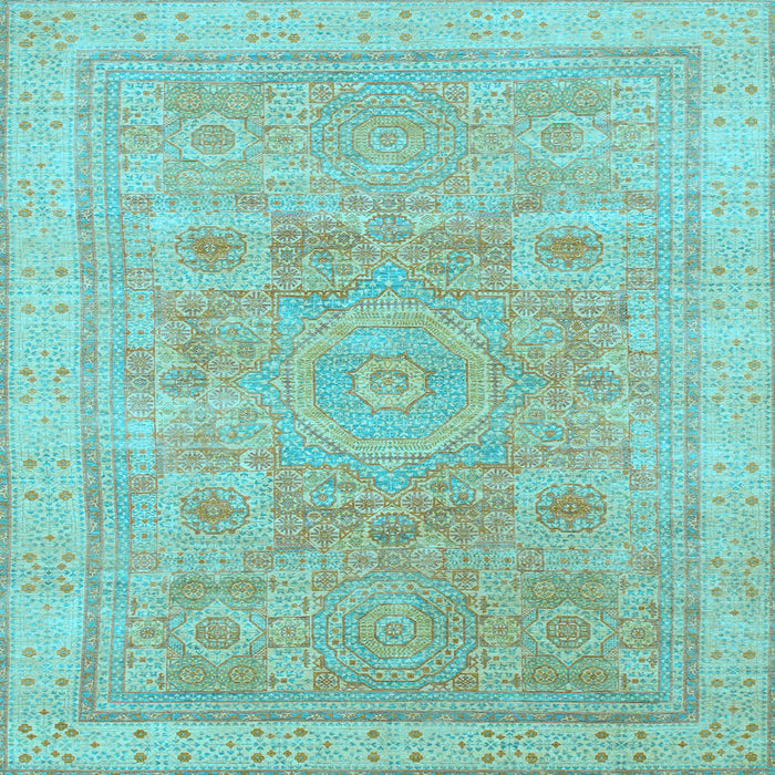 Square Abstract Light Blue Modern Rug, abs1462lblu