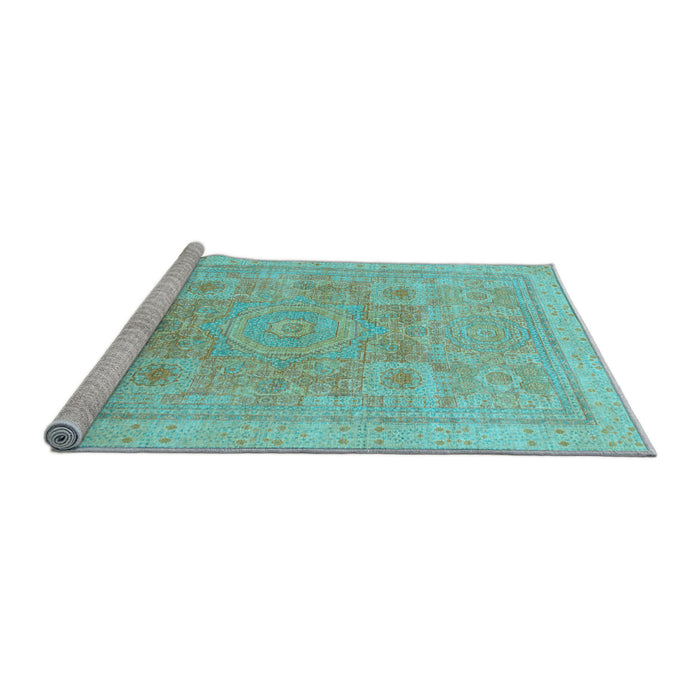 Sideview of Machine Washable Abstract Light Blue Modern Rug, wshabs1462lblu