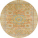 Round Machine Washable Abstract Gold Rug, wshabs1462