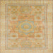 Square Machine Washable Abstract Gold Rug, wshabs1462