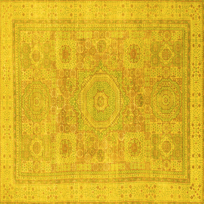 Square Abstract Yellow Modern Rug, abs1462yw